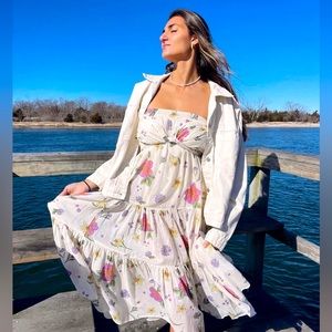 FREE PEOPLE Ivory Combo Convertible LUNA Floral Maxi Skirt Dress NWT S